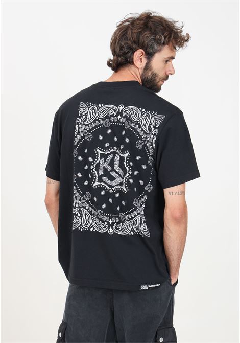 T-shirt a manica corta nera da uomo con stampa bandana KARL LAGERFELD | KL245D1704J101